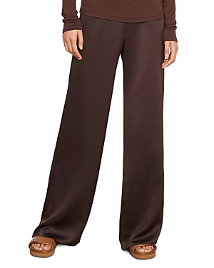 Vince High Waist Satin Wide Leg Pants In Truffle
