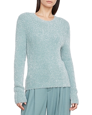 Shop Vince Lurex Eyelash Sweater In Light Aegean/ Silver