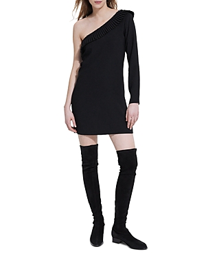 The Kooples Glam Black Asymmetric Mini Dress