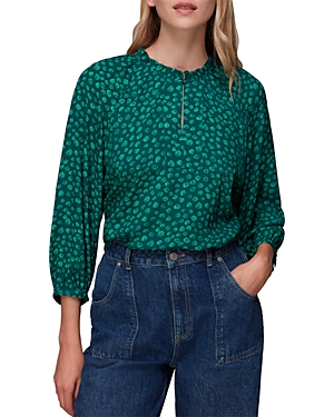 Shop Whistles Lucy Lava Spot Top In Green/multi