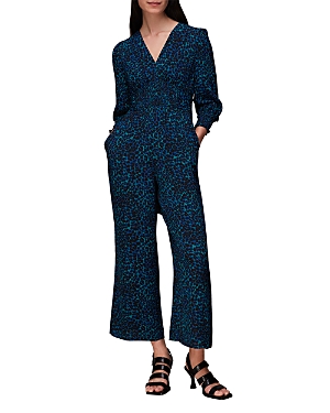 Whistles Forest Leopard Jumpsuit In Teal/multi