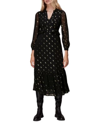 knee length dresses for ladies Whistles Animal Metallic Silk Dress 14 NWT – The Wardrobe main image 1