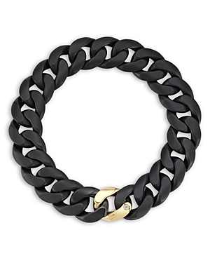Roberto Demeglio Men's Groumette Diamond Accented 18K Gold & Black Matte Ceramic Link Bracelet