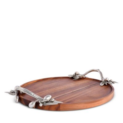 Olive Acacia Serving Tray, Round