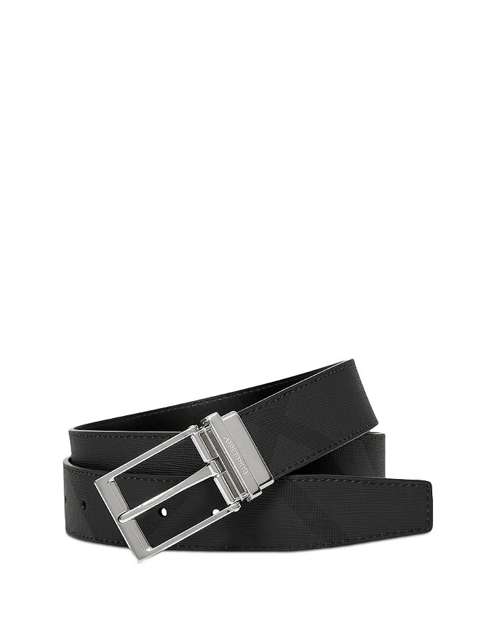 Burberry Reversible Charcoal Check and Leather Belt , Size: 95