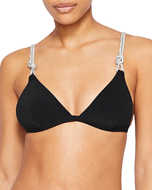 Simkhai Brighton Diamante Strap Bikini Top In Black