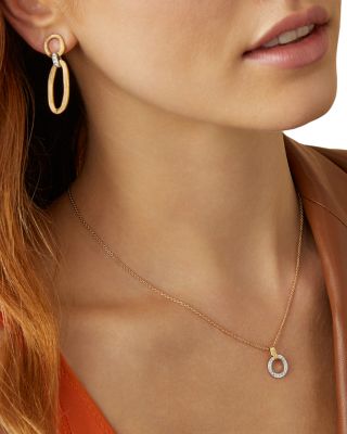 18K White & Yellow Gold Jaipur Link Diamond Flat Circle Pendant Necklace, 16.5"