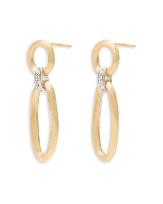 18K White & Yellow Gold Jaipur Link Diamond Textured Drop Earrings