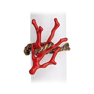 L'objet Coral Napkin Rings Jewels, Set Of 4 In Gold/red