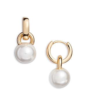 Shop Kenneth Jay Lane Imitation Pearl Drop Earrings In White/gold