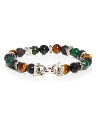 Salvatore Ferragamo Men's Gancini Lava Beads Bracelet