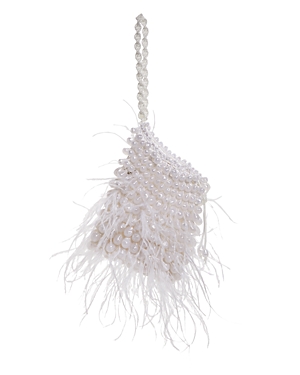 Cult Gaia Dory Ostrich Feather Beaded Wristlet