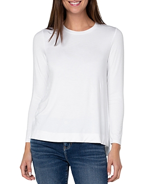 Liverpool Los Angeles High-low Long Sleeve Top In White