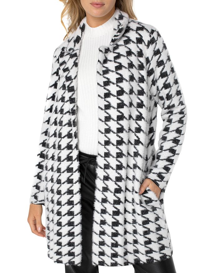Liverpool Los Angeles - Houndstooth Textured Open Front Cardigan