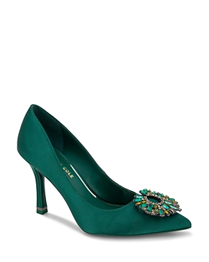 Kenneth Cole Women's Romi Pointed Toe Crystal Starburst High Heel Pumps In Hunter Green