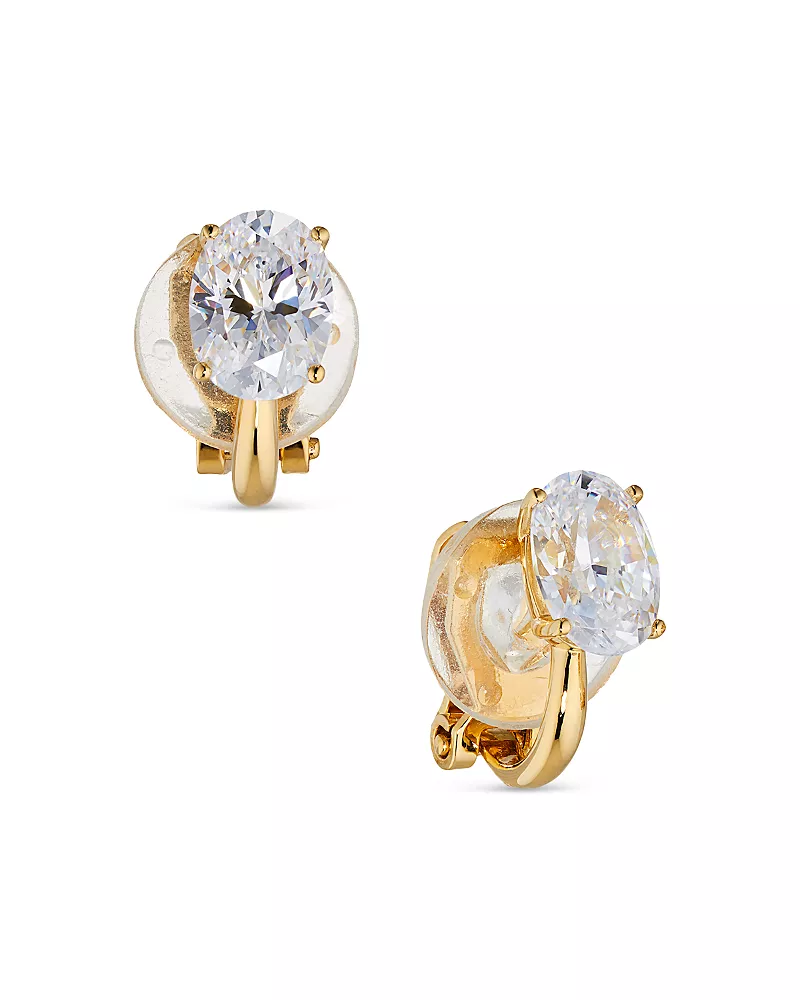 Nadri Modern Love Oval Clip On Earrings