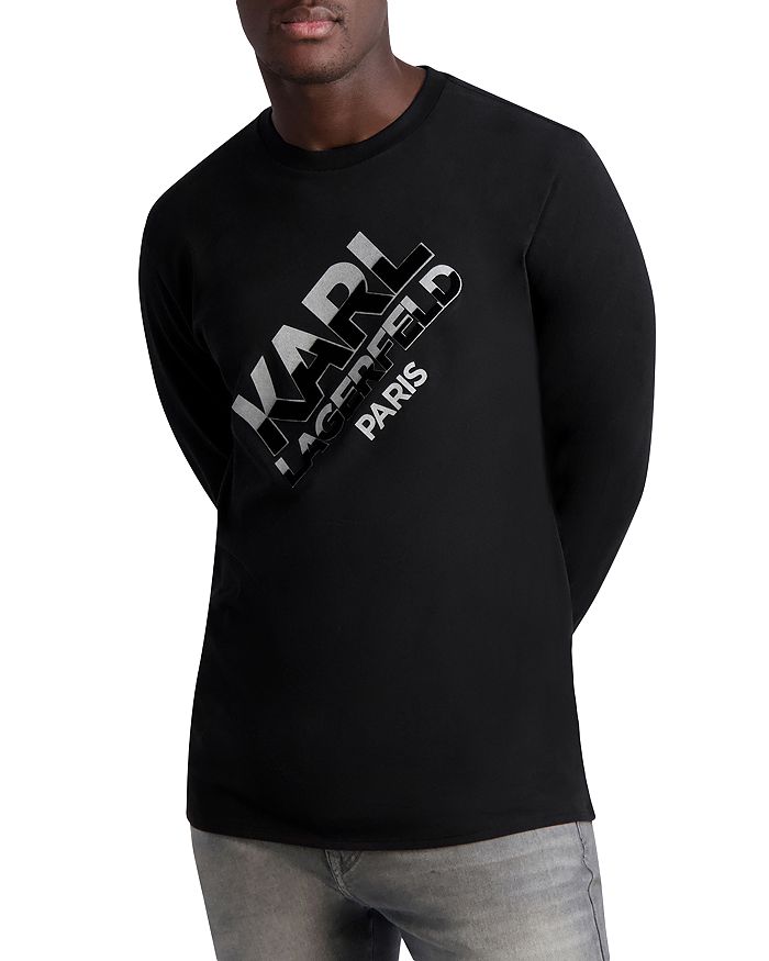 KARL LAGERFELD PARIS Flocked Metallic Sweatshirt | Bloomingdale's