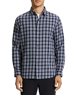 THEORY IRVING COTTON FLANNEL CHECK STANDARD FIT BUTTON DOWN SHIRT
