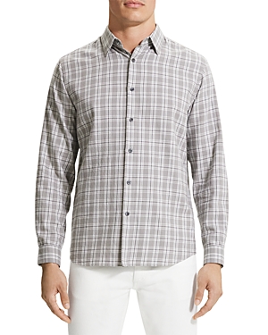 THEORY IRVING COTTON FLANNEL CHECK STANDARD FIT BUTTON DOWN SHIRT