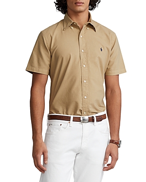 Polo Ralph Lauren Classic Fit Short Sleeve Oxford Shirt In Surrey Tan