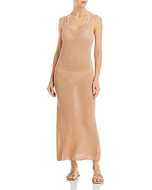 Onia Linen Maxi Sweater Dress Swim Cover-up In Sand