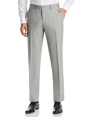 Canali Capri Melange Solid Slim Fit Dress Pants In Light Gray