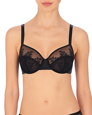 Natori Floral Embroidered Underwire Bra In Black