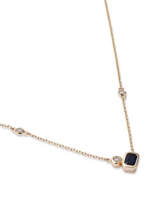 Sapphire and Diamond Accent Necklace in 14K Yellow Gold, 18" 
