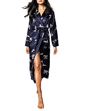 PETITE PLUME PANTHERE DE NUIT PRINTED MULBERRY SILK ROBE
