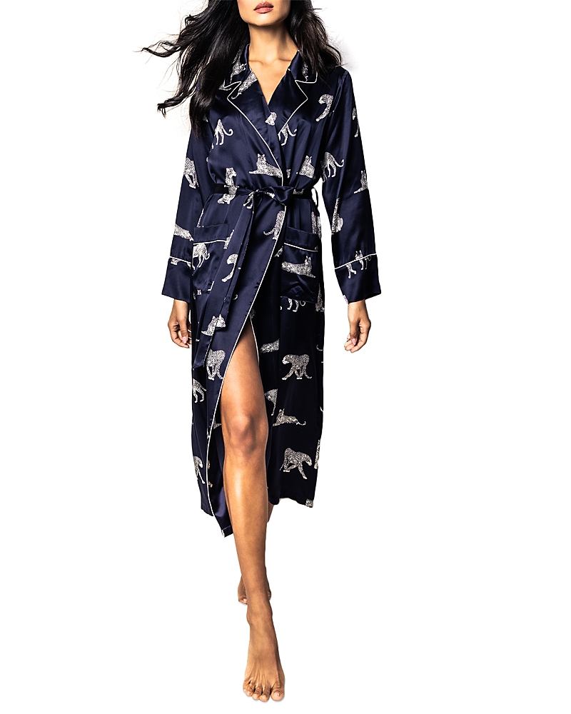 Petite Plume Panthere de Nuit Printed Mulberry Silk Robe