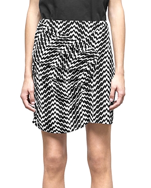 The Kooples Zigzag Draped Mini Skirt In Black