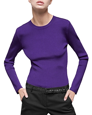 The Kooples Ribbed Knit Top In Purple