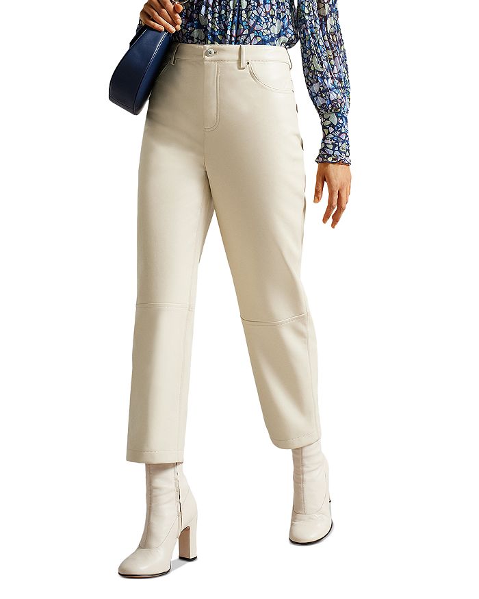 Ted Baker - Plaider Faux Leather Straight Leg Pants