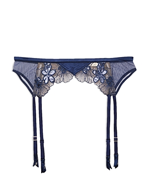 Shop Fleur Du Mal Violet Embroidered Garter Belt In Nighttime