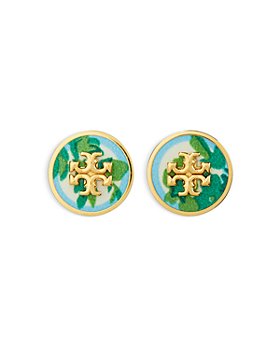 Tory Burch - Kira Logo Color Circle Stud Earrings in 18K Gold Plated