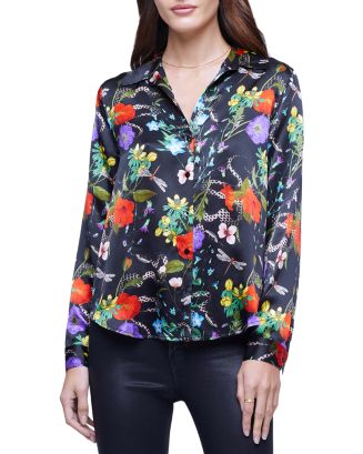 Tyler Silk Blouse - Almond Stripe