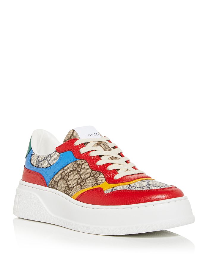Gucci Men's Rhyton GG-print Leather and Canvas Sneakers - Blue - Low-top Sneakers - 10.5