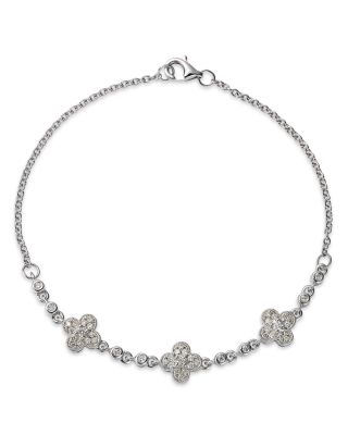 Bloomingdale's Fine Collection Diamond Clover Station Bracelet in 14K White Gold, 0.30 ct. t. w. - Exclusive