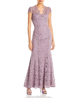 Eliza J Scalloped-edge Lace Gown In Violet