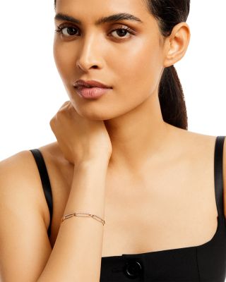 Diamond Triple Link Paperclip Bracelet in 14K White &amp; Yellow Gold, 0.50 tcw 