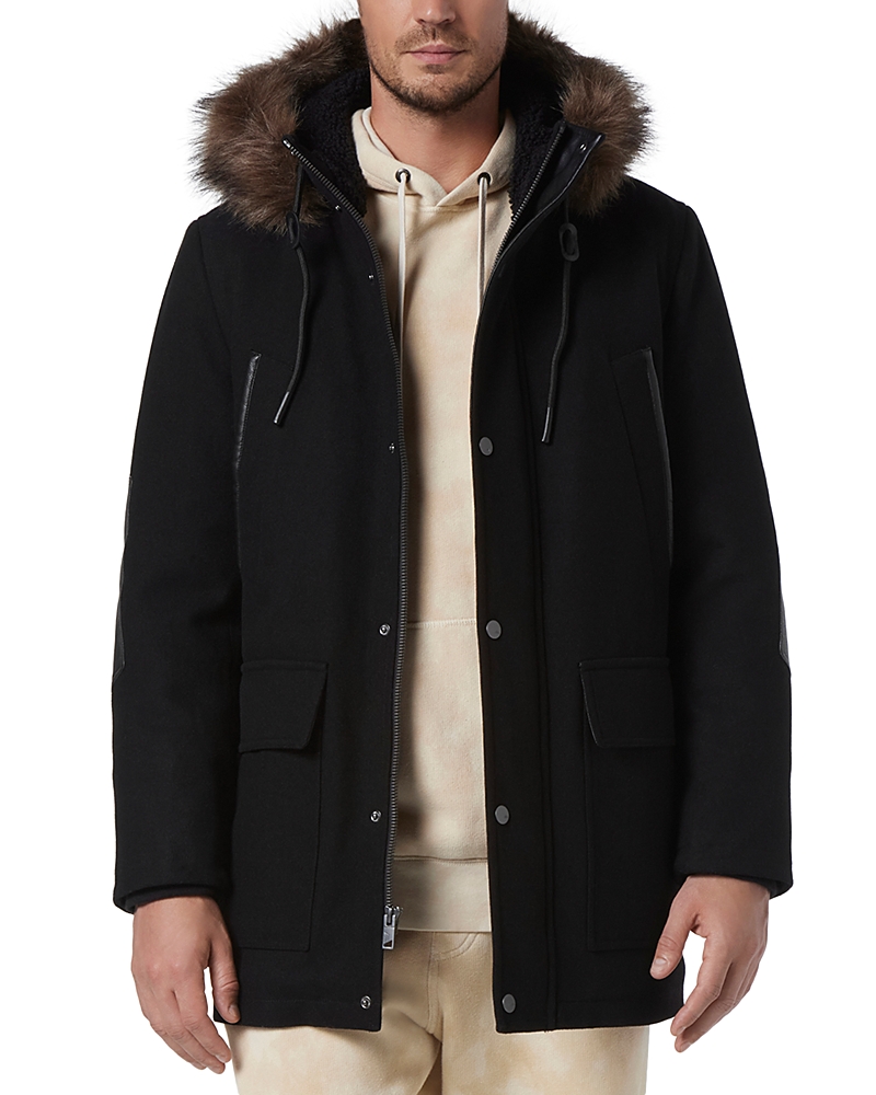 Andrew Marc Dawson Water Resistant Jacket With Faux Fur Trim In Black