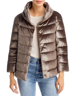 Herno Velvet Shine Short Sleeve Puffer Jacket in Natural