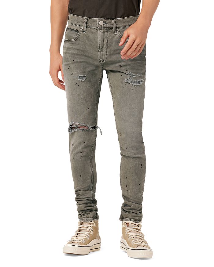 Hudson Zack Skinny Jeans in Distress Gray | Bloomingdale's