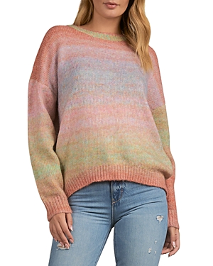Elan High/low Crewneck Sweater In Mauve Multi