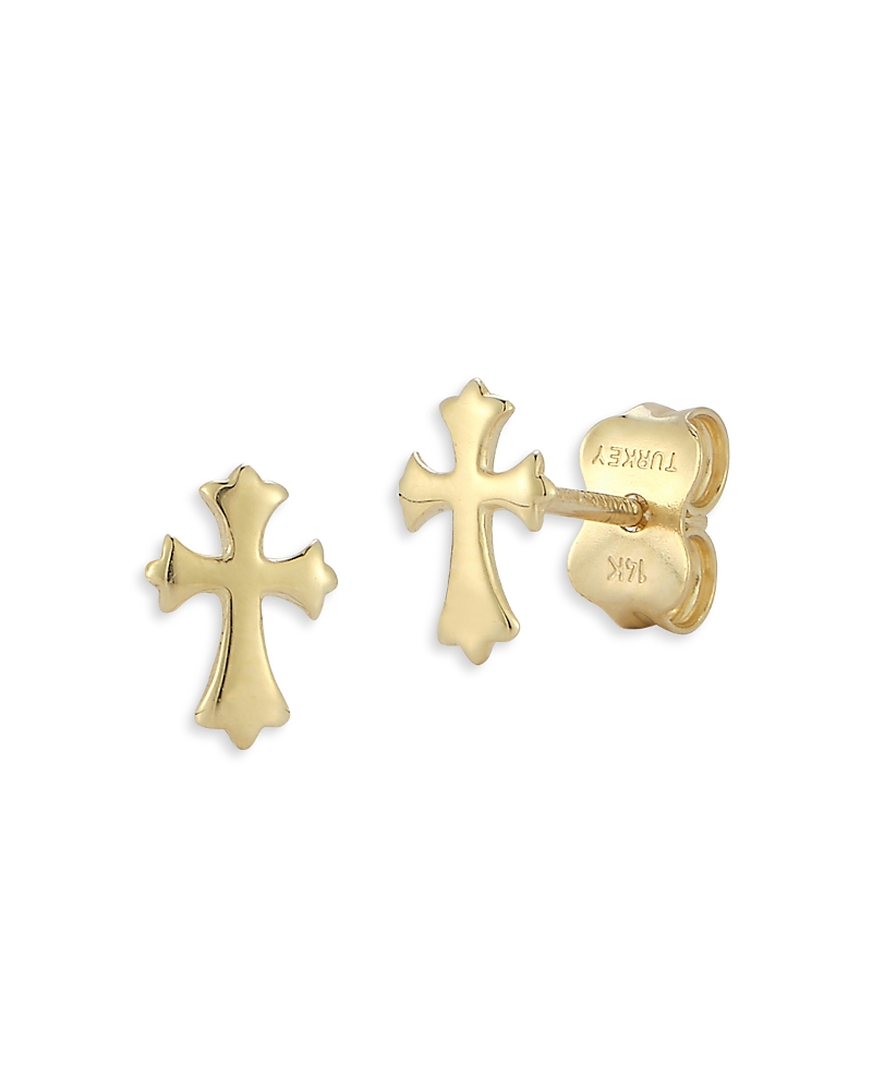 Moon & Meadow 14k Yellow Gold Cross Stud Earrings - Exclusive In Gold