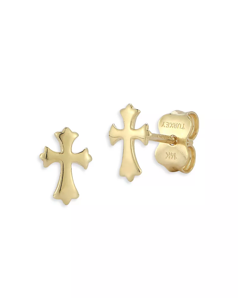 Moon & Meadow 14K Yellow Gold Cross Stud Earrings - Exclusive