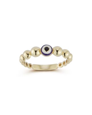 Moon & Meadow - 14K Yellow Gold Enamel Bubble Evil Eye Ring - Exclusive