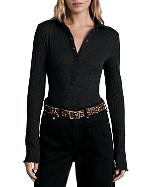 Shop Rag & Bone Gemma Jacquard Polo In Black