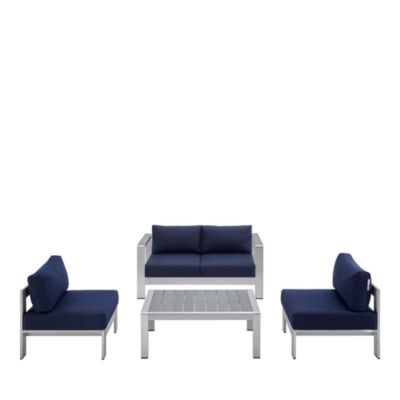 Modway Shore 4 Piece Sunbrella Fabric Aluminum Outdoor Patio Sectional Set