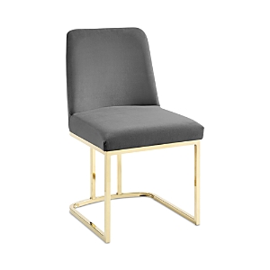 Modway Amplify Sled Base Performance Velvet Dining Side Chair In Gold Tone In Gold Gray